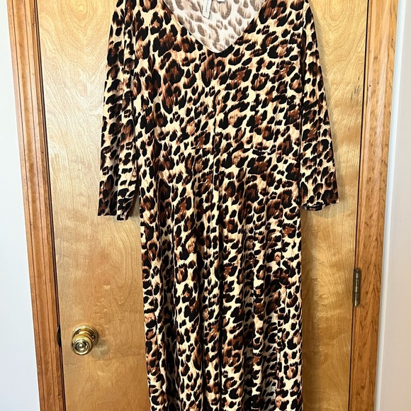 Tacera Women’s Brown Black Leopard Relaxed Maxi Dress size XL - Picture 1 of 2